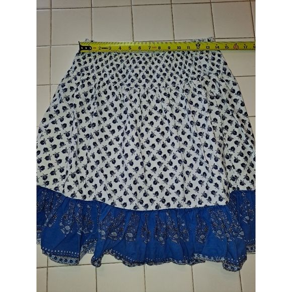 Planet Gold blue white ruffle skirt size medium floral knee length - Picture 3 of 8